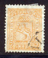 Norvege 1867 Yvert 12 (o) B Oblitere(s) - Gebraucht