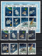 Cuba 1967 Space, 10th Anniversary Of First Satellite Set Of 8 + S/s MNH - America Del Nord