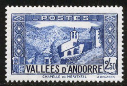 Andorre Francais 1937 Yvert 87 ** TB Coin De Feuille - Ungebraucht