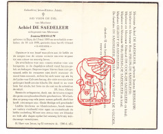 DP Achiel De Saedeleer ° Erpe Erpe-Mere 1895 † 1958 X Joanna Riessauw // Piron De Cock Brems Gilbert Van Impe De Volder - Images Religieuses