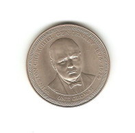 466/ ILE DE MAN : Elizabeth II : 1 Crown 1974 (copper-nickel - 28.76 Grammes) Centenaire Winston Churchill 1874-1974 - Île De  Man