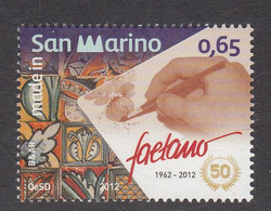 2012 San Marino Faetano Art Complete Set Of 1 MNH - Ongebruikt