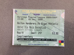 Bolton Wanderers V Wigan Athletic 2008-09 Match Ticket - Tickets D'entrée