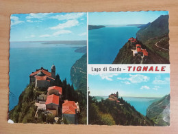 CARTOLINA 1983 ITALIA BRESCIA LAGO DI GARDA TIGNALE SALUTI VEDUTINE Italy Postcard ITALIEN Postkarte - Souvenir De...
