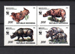 Indonesien 1996 Satz 1648/51 WWF/Naturschutz/Nashorn Postfrisch - Indonesia