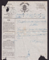DDFF 925 -- Formule De Télégramme Ancienne - BRUXELLES à WETTEREN 1875 - Cachet Télégraphique Type 1 WETTEREN - Telegrammen