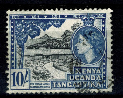 Ref 1640 - KUT Kenya Uganda & Tanganyka 1954 - 10/= Stamp - Royal Lodge - Fine Used SG 179 - Kenya, Oeganda & Tanganyika