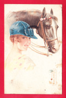 Illust-1521A25  E. COLOMBO, Une Jeune Femme Avec Un Cheval - Colombo, E.