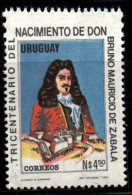 1985 Uruguay Don Bruno Mauricio De Zabala 300th Birth Anniv #1171 ** MNH - Uruguay