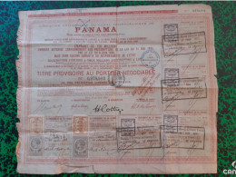 1888 CIE UNIVERSELLE CANAL DE PANAMA TITRE PROVISOIRE 1888  CACHETS DE CONTROLE& BANQUE + SIGNATURES Imp. Fd De Lesseps - P - R