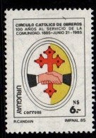 1985 Uruguay Catholic Circle Of Workers Centenary Cross Clasped Hands #1174 ** MNH - Uruguay