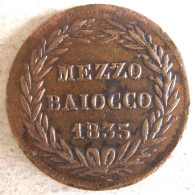 États Pontificaux   Mezzo Baiocco 1835 R An V, Grégoire XVI, En Cuivre , KM# 1319 - Vatikan