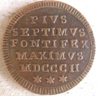 États Pontificaux  Mezzo Baiocco 1802 R An. II. Pie VII, En Cuivre , KM 1265 - Vaticano (Ciudad Del)