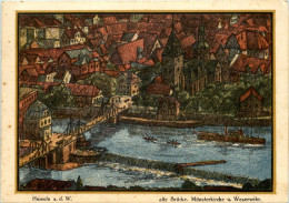 Hameln A.d. W., Alte Brücke, Münsterkirche U. Weserwehr - Hameln (Pyrmont)