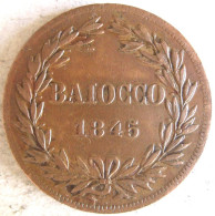 États Pontificaux 1 Baiocco 1845 R An XV , Grégoire XVI , En Cuivre , KM 1320 - Vatican