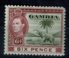 Ref 1640 - Gambia 1938 KGVI - 6d Elephant Stamp - Mounted Mint SG 155 - Gambia (...-1964)
