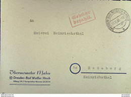 Lokal/Bar: Fern-Brf Aus DRESDEN-BAD WEISSER HIRSCH Vom 17.11.45 Mit Rotem Kasten-Stpl. "GEBÜHR BEZAHLT" - Covers & Documents