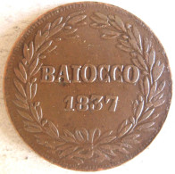 États Pontificaux  1 Baiocco 1837 B Bologne An VII, Grégoire XVI, En Cuivre , KM 1320 - Vatikan