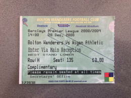 Bolton Wanderers V Wigan Athletic 2008-09 Match Ticket - Tickets D'entrée