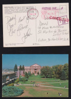 USA 1988 Meter Picture Postcard DENVER X LUTON England Postage Due + Cancelled Regis College - Lettres & Documents