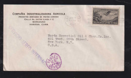 Kuba Cuba 1942 Censor Airmail Cover HABANA X NEW YORK Violett PASSED U.S. CENSOR - Storia Postale