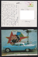 Kuba Cuba 2003 Picture Postcard To Germany Car Orchid Flower Stamp - Brieven En Documenten