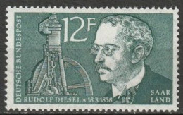 Saarland1958 MiNr.432  ** Postfrisch 100.Geb. Rudolf Diesel ( 1002 ) - Ungebraucht