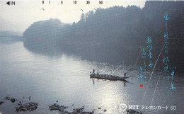 Japan Tamura 50u Old 1987 390 - 099 Lake Waterscene Boat - Japón