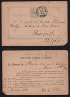 Kuba Cuba 1890 Stationery Postcard HABANA X BRUXELLES Belgium Private Imprint Medico Quirurgica - Cuba (1874-1898)