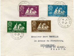 SAINT-PIERRE ET MIQUELON FRANCE LIBRE LETTRE DEPART ST PIERRE ET MIQUELON 30-7-45 POUR LA FRANCE - Briefe U. Dokumente