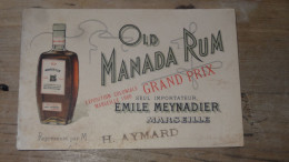 ALCOOL, RHUM, Carte De Représentant OLD MANARA RUM, Meynadier A Marseille ....... E2-79a - Alimentos