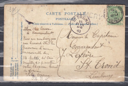 Postkaart Van Liege (Guillemins) Naar St Trond Met Langstempel Mery - Griffes Linéaires