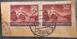 LANDSCAPES - 3.50 K-TRAKOŠČAN CASTLE-ERROR DOT -POSTMARK VAREŠ-BOSNIA-RARE-NDH-CROATIA-1943 - Croazia