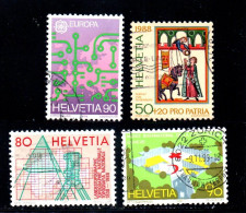 Switzerland, Used, 1988, Michel 1371, 1373, 1378, 1379, Lot - Usados