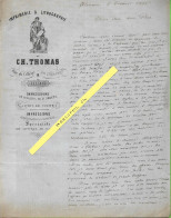ORNE - Dépt N° 61 = ALENÇON 1866 = ENTETE De L'imprimerie Lithographie Ch. THOMAS + Lettre Manuscrite Signée - Printing & Stationeries