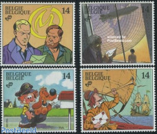 Belgium 1991 Comics 4v, Mint NH, Nature - Transport - Various - Dogs - Mail Boxes - Ships And Boats - Zeppelins - Maps.. - Unused Stamps