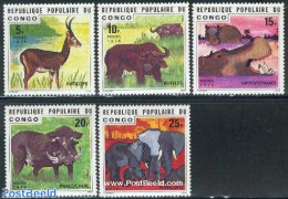Congo Republic 1976 Animals 5v, Mint NH, Nature - Animals (others & Mixed) - Elephants - Hippopotamus - Autres & Non Classés