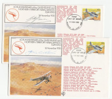 2 Diff SIGNED FLIGHTS Australia To Singapore Via Bahrain COVERS Aviation Flight Cover Fdc Stamps 1980 - Sobre Primer Día (FDC)