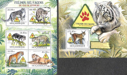 Mozambique 2012 Endangered Catlikes 2 S/s, Mint NH, Nature - Cat Family - Mozambico
