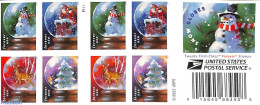 United States Of America 2023 Christmas, Snow Globes Booklet S-a, Double Sided, Mint NH, Nature - Religion - Deer - Ch.. - Ongebruikt