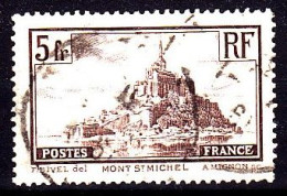 FRANCE Timbre Oblitéré N° 260a, 5fr Type I - MONT SAINT MICHEL Trait Clocher Absent - Usati