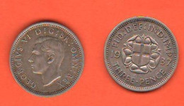 Great Britain 3 Pence 1937 Inghilterra UK Silver Coin   C 4 - F. 3 Pence