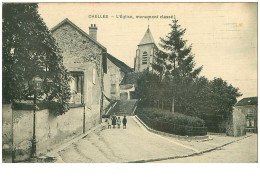 77.CHELLES.n°20281.L'EGLISE,MONUMENT CLASSE.CP TOILEE - Chelles