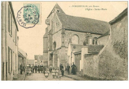 78.PORCHEVILLE.n°15916.L'EGLISE.SORTIE D'ECOLE - Porcheville