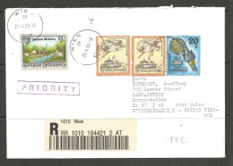 AUSTRIA. 1999. REGISTERED COVER. WIEN TO CARMARTHEN WALES. - Brieven En Documenten