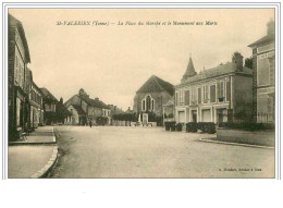 89.ST VALERIEN.LA PLACE DU MARCHE ET LE MONUMENT AUX MORTS.CAFE - Saint Valerien