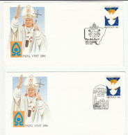 2 Diff PAPAL VISIT AUSTRALIA Event COVERS  Pope John Paul II Visits Canberra & Sydney Cover 1996 Religion Stamps - Briefe U. Dokumente