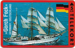 Denmark - KTAS - Ships (Red) - Germany - Gorch Fock - TDKP028F - 06.1994, 5kr, 2.000ex, Used - Dinamarca