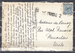 Postkaart Van Oostende-Brussel Naar Uccle Met Langstempel De Panne 2 - Linear Postmarks