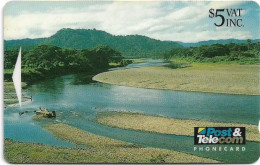 Fiji - Tel. Fiji - 6th Issue - Inland River - 04FJC - 1993, 5$, 40.000ex, Used - Fidji